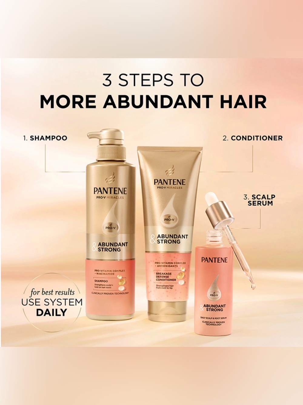 Pantene Abundant & Strong Pro-V Hair Regimen - Shampoo, Conditioner & Serum NEW - Picture 10 of 10